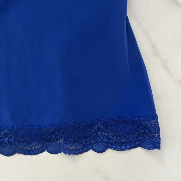 Y2K Vtg Express sexy stretch Cami tank top lace trim Blue Sz Small Dainty fairy - Picture 9 of 10
